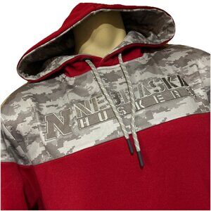 Nebraska Huskers Colosseum OHT Mens Military Hoodie L Red Gray Camo NCAA NEW